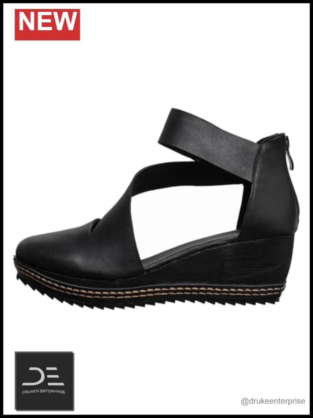 Women's Leather Wedge Mules with Cushioned Latex Insole, 2-Inch Heel, Water